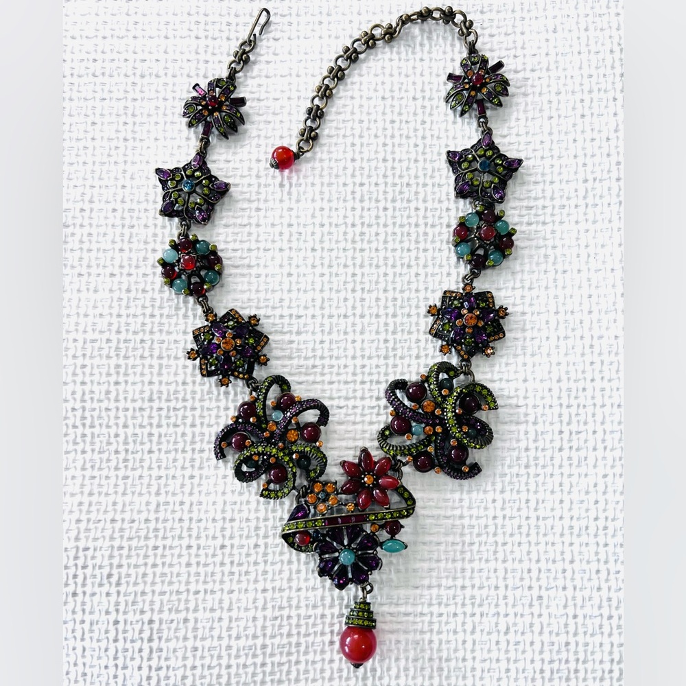 Heidi Daus carnelian& genuine stones very vintage necklace in original box - Picture 7 of 17